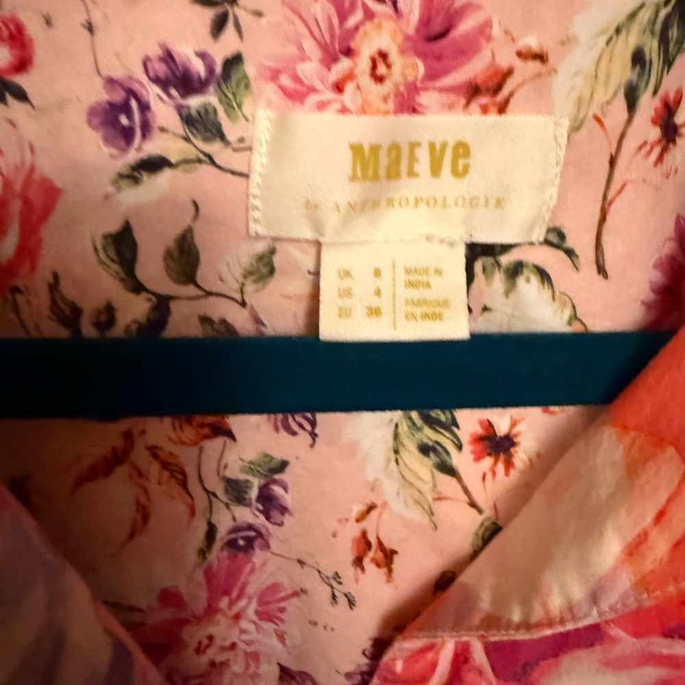 Maeve Pink Floral and Gray Striped Button Down Shirt - Picture 4 of 5
